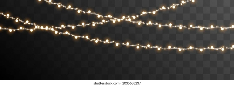 Vector Christmas garland on an isolated transparent background. Light, light garland PNG, Christmas decoration.