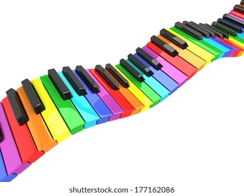 colorful piano keyboard wave
