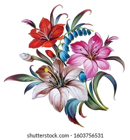 Цифровая текстильная печать цветы и листья абстрактные винтажные цветочные 