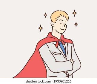 Successful Super man. Hand drawn style vector design illustrations.