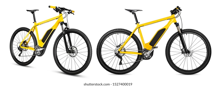 xellow ebike pedelec набор с батарейным питанием мотоцикл moutainbike. экология горного велосипеда современная транспортная концепция изолирована на белом фоне